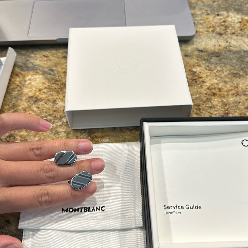 New Mont Blanc silver and grey cufflinks